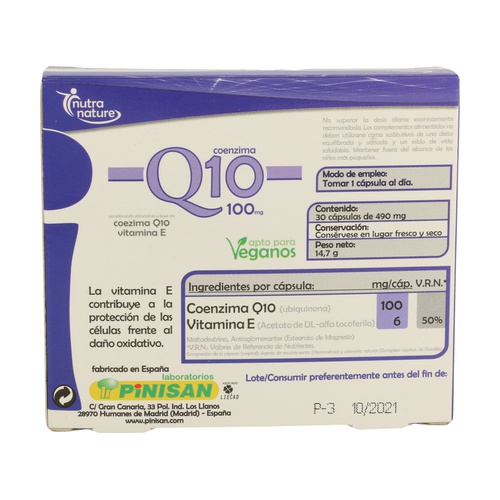 COENZIMA Q10 100mg PINISAN 30 capsulas - Imagen 3